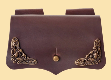 Tranktasche -Knopf -  mit Ecken -  braun  -  3 Flaschen